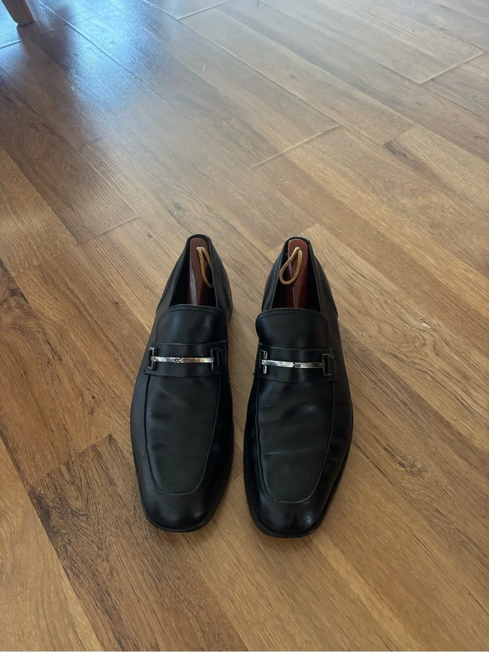Gucci Black Leather Slip-On Loafers with Silver Bit